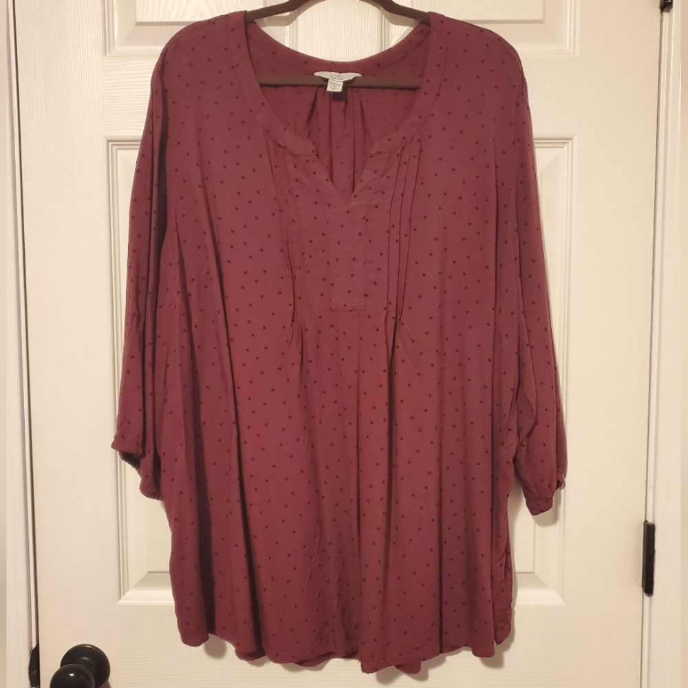Croft & Barrow Maroon dotted Blouse